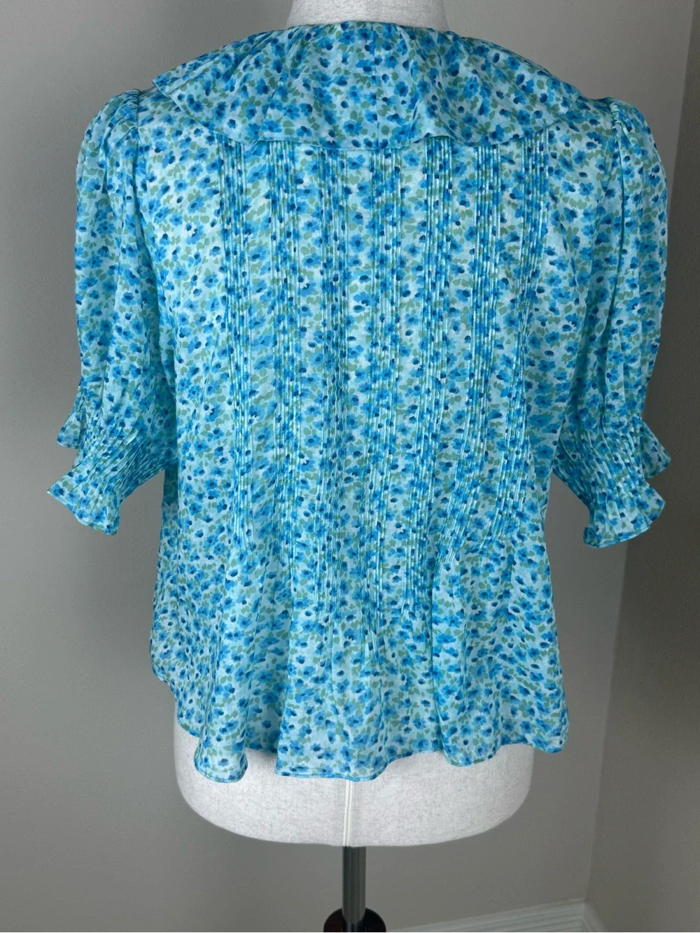 DÔEN Henri Bleu Daisy Fields Organic Cotton Voile Blouse XS